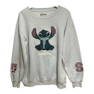 Women's Light Blue Ohana Stitch Sweatshirt XXL
